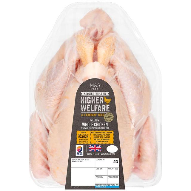 M&S Oakham Gold Medium Whole Chicken Typically 1.4kg