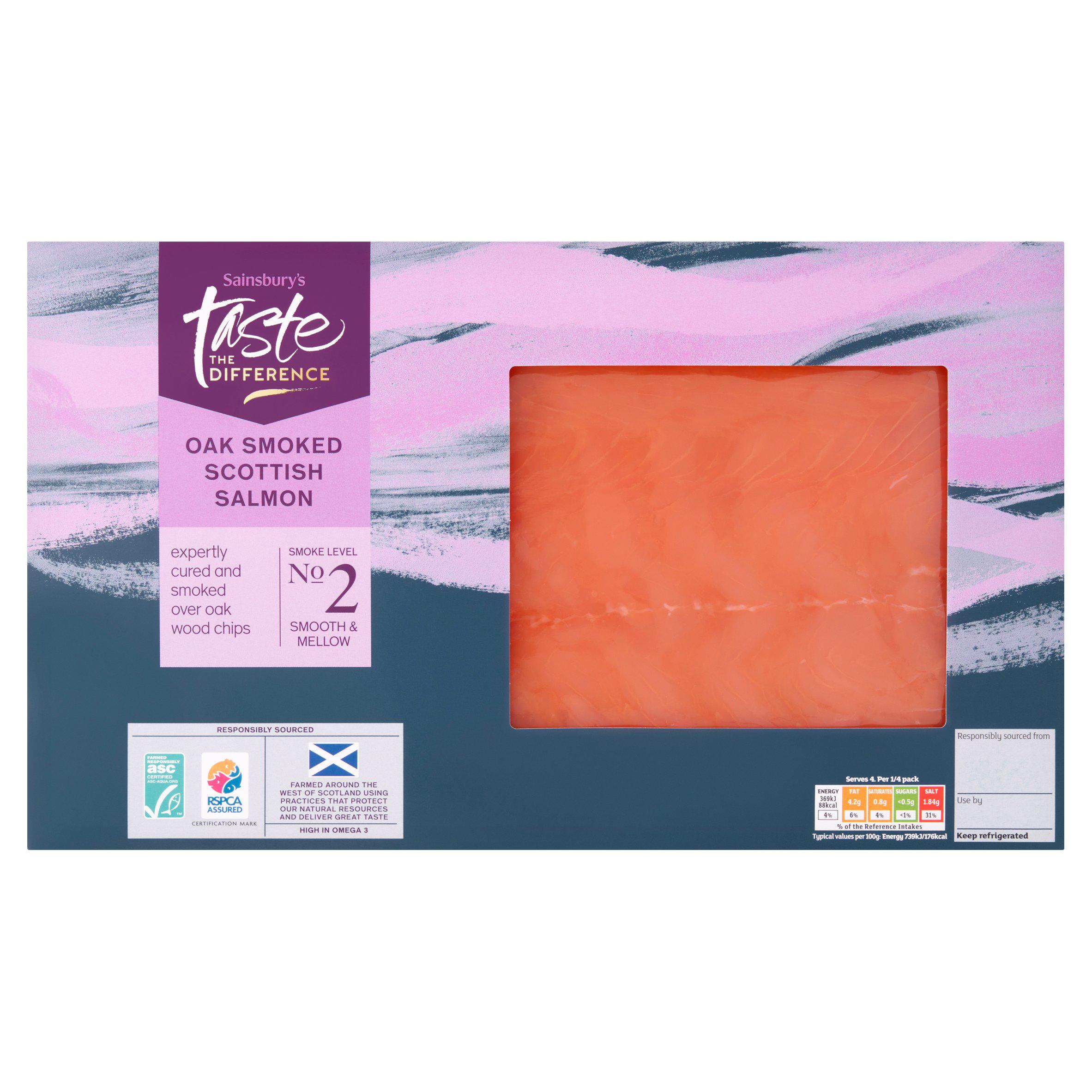 Sainsbury's ASC Oak Smoked Scottish Salmon, Taste the Difference 200g